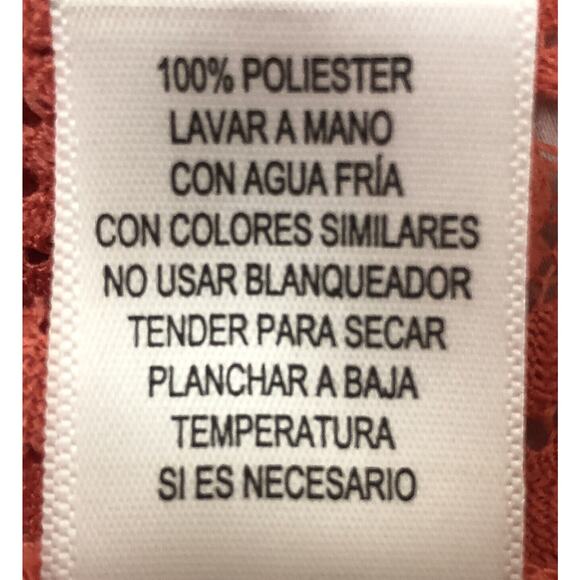 Crotchet Lace Coral Sz S Top Gathered Hem Orange Shirt Round Neckline 3/4 Sleeve - Picture 11 of 13